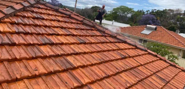 Terracotta roof after high pressure cleaning